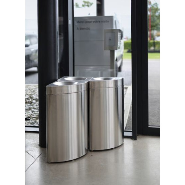 Afvalbak | RVS (Geborsteld) | 36L | Open | Vlamdovend | Afvalscheiding + Modulair | 350x350x755(h)mm