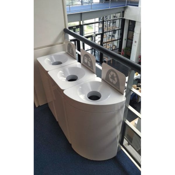 Afvalbak | Metaal (Wit) | 36L | Open | Vlamdovend + Afvalscheiding + Modulair (Kwartrond) | 350x350x755(h)mm