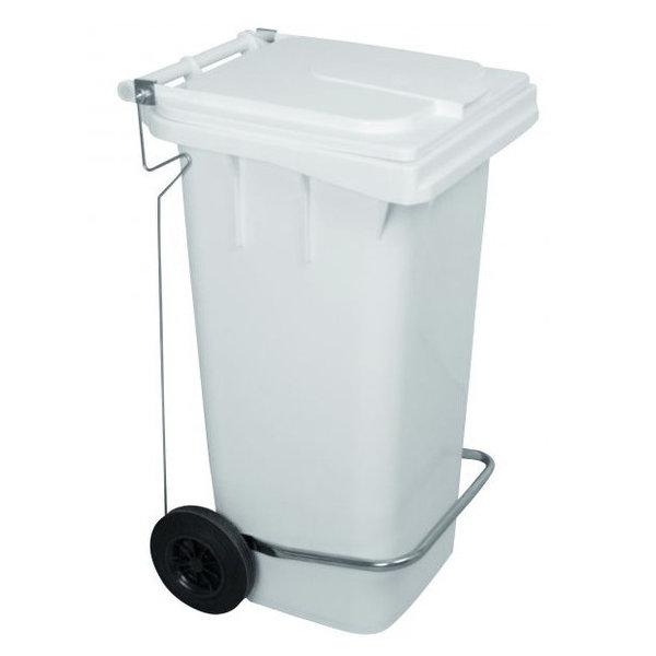 Rolcontainer | Kunststof (Wit) | 120L | Klapdeksel | Wielen | 510x550x950(h)mm