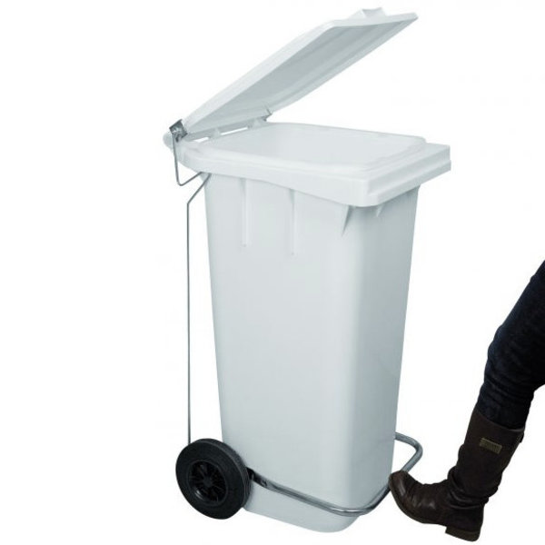 Rolcontainer | Kunststof (Wit) | 120L | Klapdeksel | Wielen | 510x550x950(h)mm
