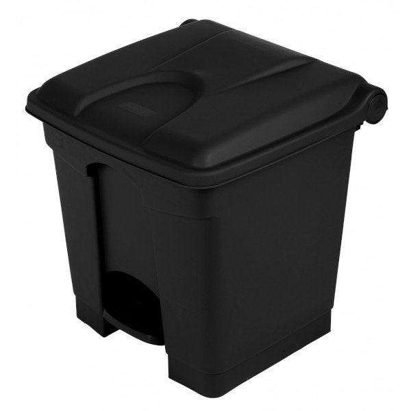 Pedaalemmer | Kunststof (Zwart) | 30L | Klapdeksel | Hygiëne (HACCP) + Antibacterieel | 410x398x435(h)mm