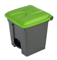 Probbax Pedaalemmer | Kunststof (Grijs/Groen) | 30L | Klapdeksel | Hygiëne (HACCP) + Afvalscheiding | 410x398x435(h)mm 