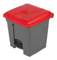 Probbax Pedaalemmer | Kunststof (Grijs/Rood) | 30L | Klapdeksel | Hygiëne (HACCP) + Afvalscheiding | 410x398x435(h)mm 