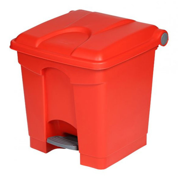 Pedaalemmer | Kunststof (Rood) | 30L | Klapdeksel | Hygiëne (HACCP) + Afvalscheiding | 410x398x435(h)mm