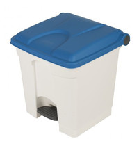 Probbax Pedaalemmer | Kunststof (Wit/Blauw) | 30L | Klapdeksel | Hygiëne (HACCP) + Afvalscheiding | 410x398x435(h)mm 