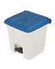 Probbax Pedaalemmer | Kunststof (Wit/Blauw) | 30L | Klapdeksel | Hygiëne (HACCP) + Afvalscheiding | 410x398x435(h)mm 