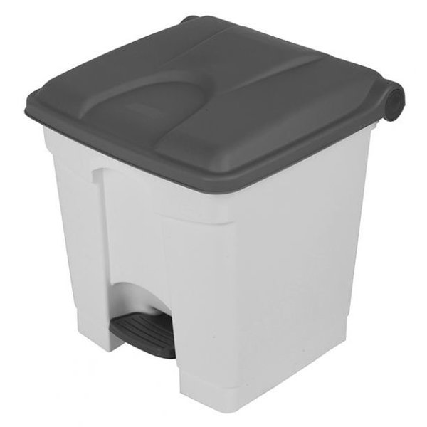 Pedaalemmer | Kunststof (Wit/Grijs) | 30L | Klapdeksel | Hygiëne (HACCP) + Afvalscheiding | 410x398x435(h)mm