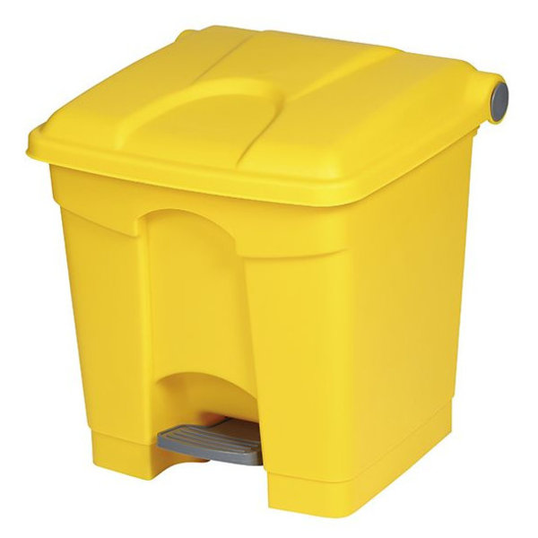 Pedaalemmer | Kunststof (Geel) | 30L | Klapdeksel | Hygiëne (HACCP) + Afvalscheiding | 410x398x435(h)mm