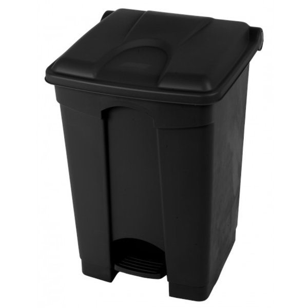 Pedaalemmer | Kunststof (Zwart) | 45L | Klapdeksel | Hygiëne (HACCP) + Antibacterieel | 410x398x600(h)mm