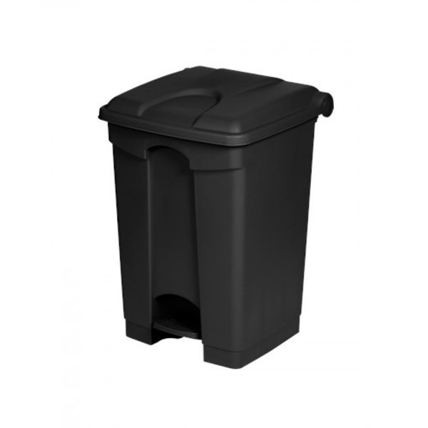 Pedaalemmer | Kunststof (Zwart) | 45L | Klapdeksel | Hygiëne (HACCP) + Antibacterieel | 410x398x600(h)mm