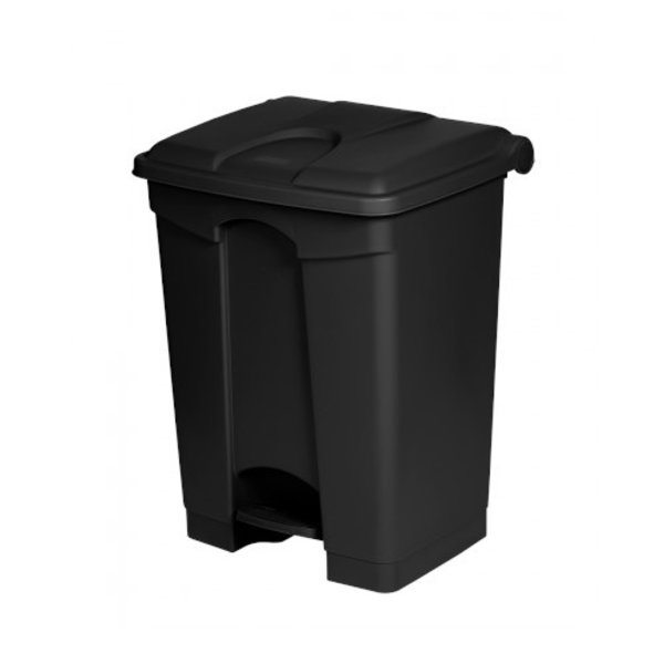 Pedaalemmer | Kunststof (Zwart) | 70L | Klapdeksel | Hygiëne (HACCP) + Antibacterieel | 495x412x673(h)mm