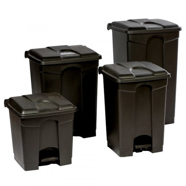 Afvalbak | Kunststof (Zwart) | 90L | Hygiëne (HACCP) + Antibacterieel | Wielen | 500x412x820(h)mm