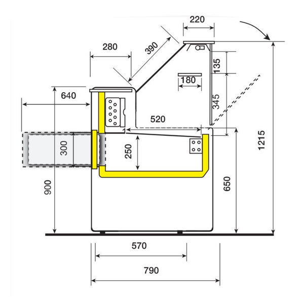 Koeltoonbank | ROME | +4°C/+6°C | Statisch | 0.3kW | Gekoelde Reserve | 1000x800x1220(h)mm