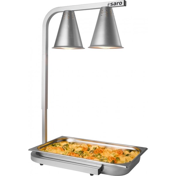 Warmhoudbrug | Aluminium | Hoogte Verstelbaar | Infraroodlampen (2x 250W) | 1/1 GN | 350x425x595/795(h)mm