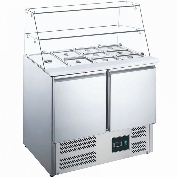 Saladette met glasopbouw ES 900 G  | 198L | 1/4 - 1/1 - 16 GN | Statisch | 903x700x856/1289(h)mm