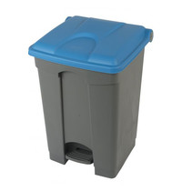 Probbax Pedaalemmer | Kunststof (Grijs/Blauw) | 45L | Klapdeksel | Hygiëne (HACCP) + Afvalscheiding | 410x398x600(h)mm 