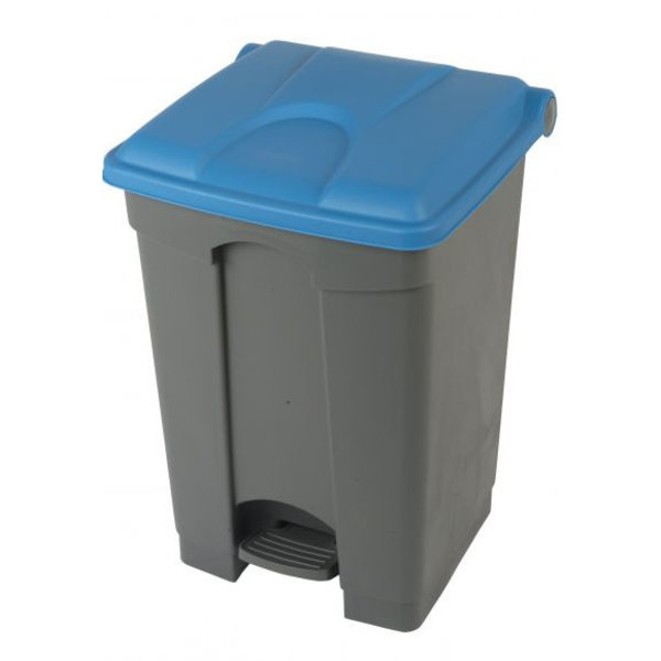 Pedaalemmer | Kunststof (Grijs/Blauw) | 45L | Klapdeksel | Hygiëne (HACCP) + Afvalscheiding | 410x398x600(h)mm
