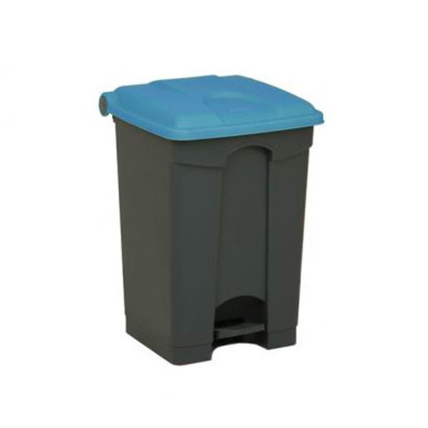 Pedaalemmer | Kunststof (Grijs/Blauw) | 45L | Klapdeksel | Hygiëne (HACCP) + Afvalscheiding | 410x398x600(h)mm