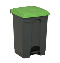 Probbax Pedaalemmer | Kunststof (Grijs/Groen) | 45L | Klapdeksel | Hygiëne (HACCP) + Afvalscheiding | 410x398x600(h)mm 