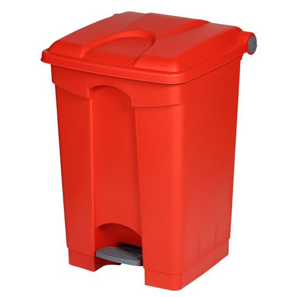 Pedaalemmer | Kunststof (Rood) | 45L | Klapdeksel | Hygiëne (HACCP) + Afvalscheiding | 410x398x600(h)mm