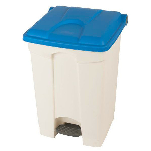 Pedaalemmer | Kunststof (Wit/Blauw) | 45L | Hygiëne (HACCP) + Afvalscheiding | 410x398x600(h)mm