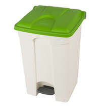 Probbax Pedaalemmer | Kunststof (Wit/Groen) | 45L | Hygiëne (HACCP) + Afvalscheiding | 410x398x600(h)mm 