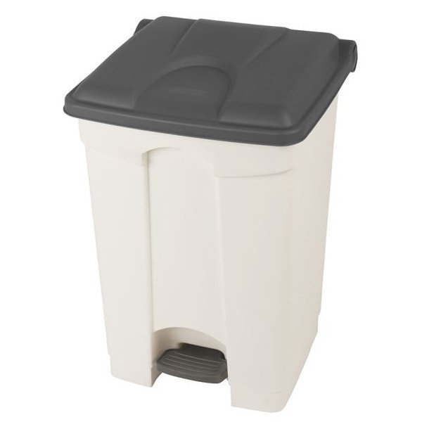 Pedaalemmer | Kunststof (Wit/Grijs) | 45L | Hygiëne (HACCP) + Afvalscheiding | 410x398x600(h)mm