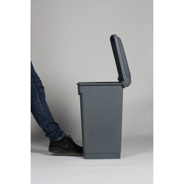 Pedaalemmer | Kunststof (Wit/Rood) | 45L | Klapdeksel | Hygiëne (HACCP) + Afvalscheiding | 410x398x600(h)mm