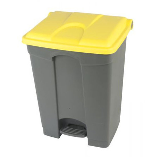 Pedaalemmer | Kunststof (Grijs/Geel) | 70L | Klapdeksel | Hygiëne (HACCP) + Afvalscheiding | 495x412x673(h)mm