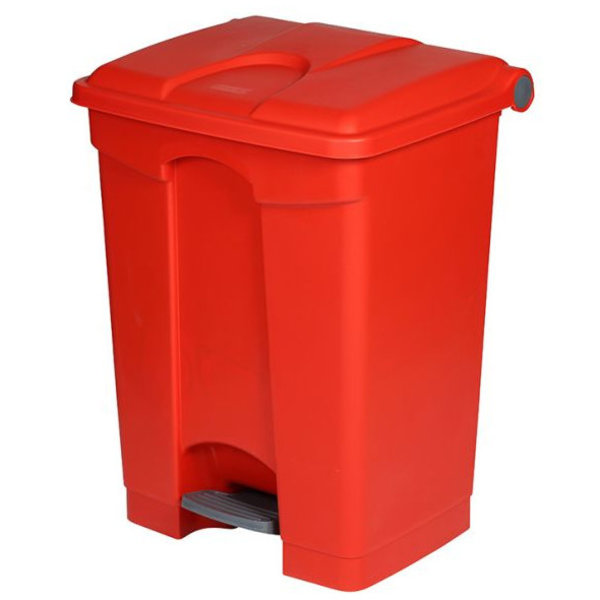 Pedaalemmer | Kunststof (Rood) | 70L | Klapdeksel | Hygiëne (HACCP) + Afvalscheiding | 495x412x673(h)mm