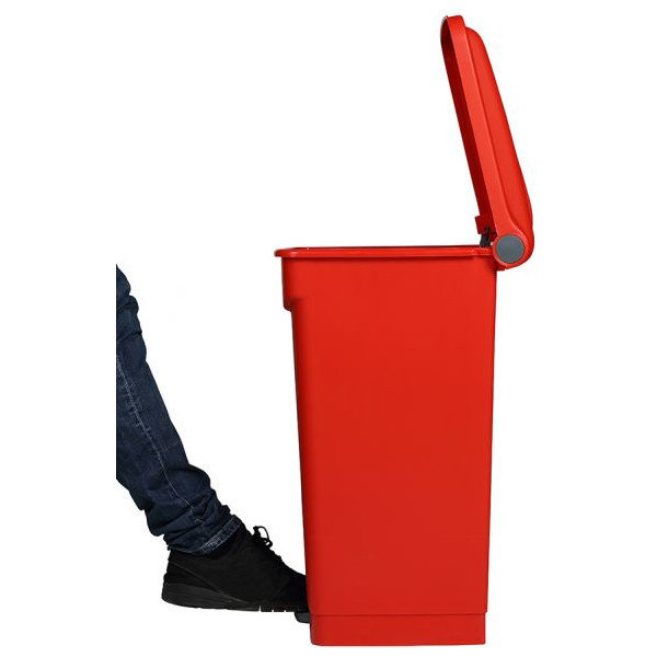 Pedaalemmer | Kunststof (Rood) | 70L | Klapdeksel | Hygiëne (HACCP) + Afvalscheiding | 495x412x673(h)mm