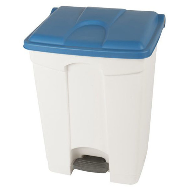 Pedaalemmer | Kunststof (Wit/Blauw) | 70L | Klapdeksel | Hygiëne (HACCP) + Afvalscheiding | 495x412x673(h)mm