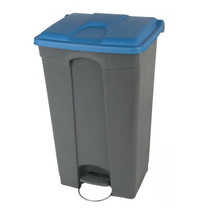 Probbax Pedaalemmer | Kunststof (Grijs/Blauw) | 90L | Klapdeksel | Hygiëne (HACCP) + Afvalscheiding | Wielen | 500x412x820(h)mm 