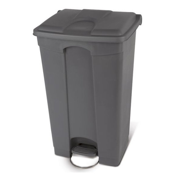 Pedaalemmer | Kunststof (Grijs) | 90L | Klapdeksel | Hygiëne (HACCP) + Afvalscheiding | Wielen | 500x412x820(h)mm