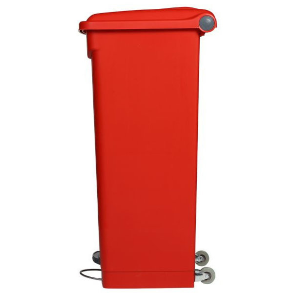 Pedaalemmer | Kunststof (Rood) | 90L | Klapdeksel | Hygiëne (HACCP) + Afvalscheiding | Wielen | 500x412x820(h)mm