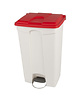 Probbax Pedaalemmer | Kunststof (Wit/Rood) | 90L | Klapdeksel | Hygiëne (HACCP) + Afvalscheiding | Wielen | 500x412x820(h)mm 