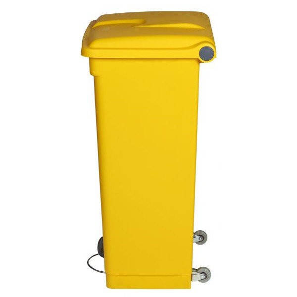Pedaalemmer | Kunststof (Geel) | 90L | Klapdeksel | Hygiëne (HACCP) + Afvalscheiding | Wielen | 500x412x820(h)mm