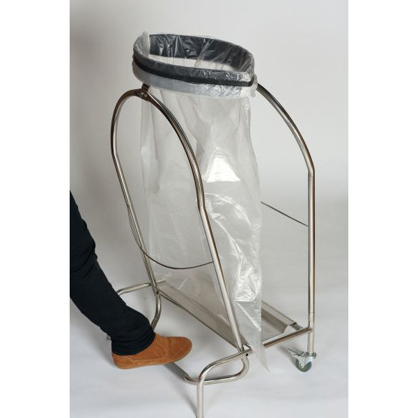 Afvalzakhouder | RVS (Glanzend) | 110L | Klemsluiting | Wielen (Geremd) | 550x425x940(h)mm