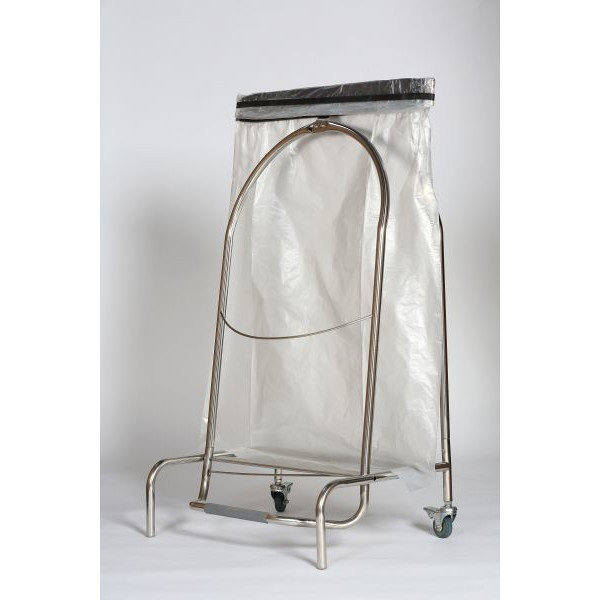 Afvalzakhouder | RVS (Glanzend) | 110L | Klemsluiting | Wielen (Geremd) | 550x425x940(h)mm