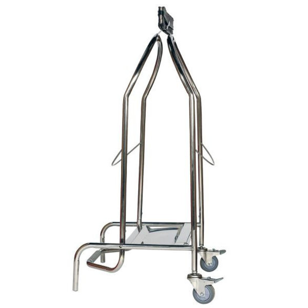 Afvalzakhouder | RVS (Glanzend) | 110L | Klemsluiting | Wielen (Geremd) | 550x425x940(h)mm