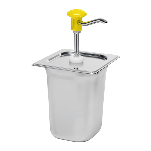 Sausdispenser met gele drukknopbediening | 3L | Portie ml/gr 30 ml | 165x180x320(h)mm