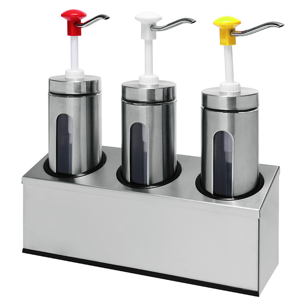 Sausdispenser met kijkvenster + witte, rode & gele drukknopbediening | 3x  2,25L  | 440x140x470(h)mm