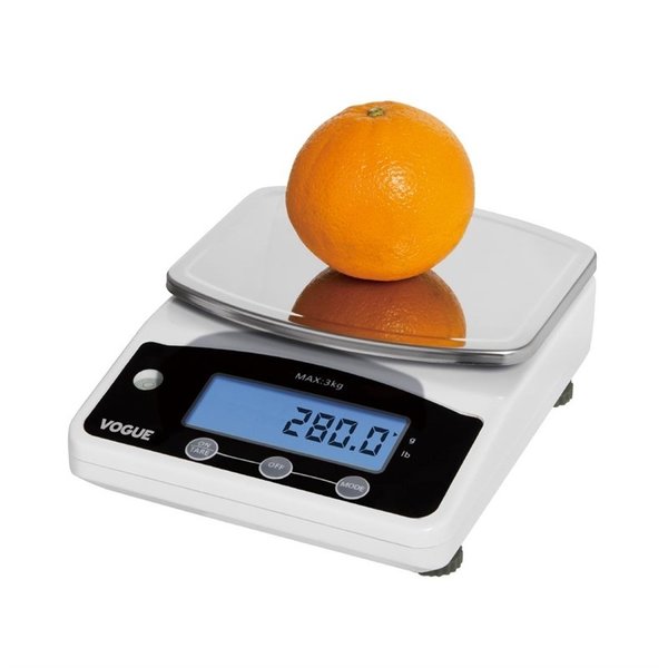 Weegschaal RVS digitaal | Cap. 3 kg | Incl. adapter | 178x225x80(h)mm