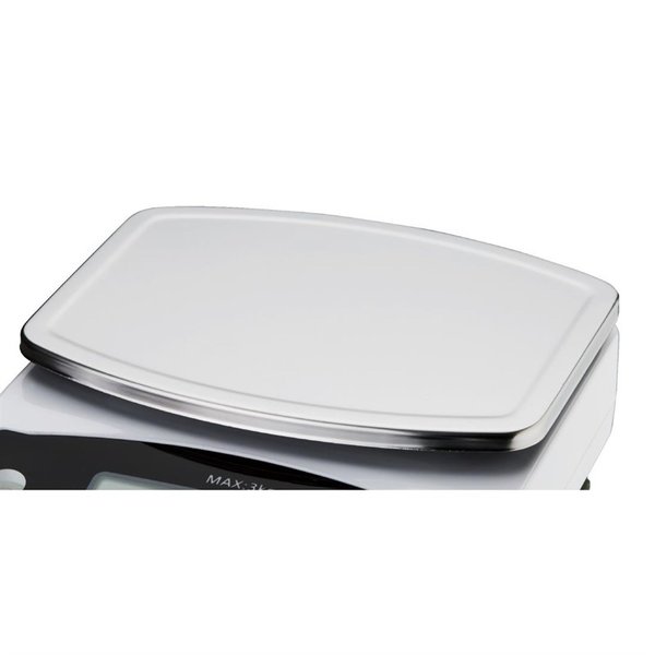 Weegschaal RVS digitaal | Cap. 3 kg | Incl. adapter | 178x225x80(h)mm