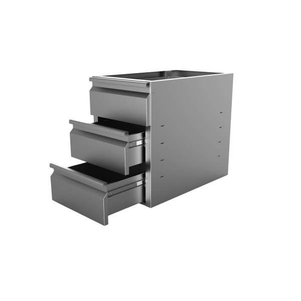 RVS 3 Ladeblok voor onderbouw 700 line | 400x670x580(h)mm