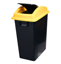 Probbax Afvalbak | Kunststof (Zwart/Geel) | 40L | Tuimeldeksel | Afvalscheiding | 270x410x605(h)mm 