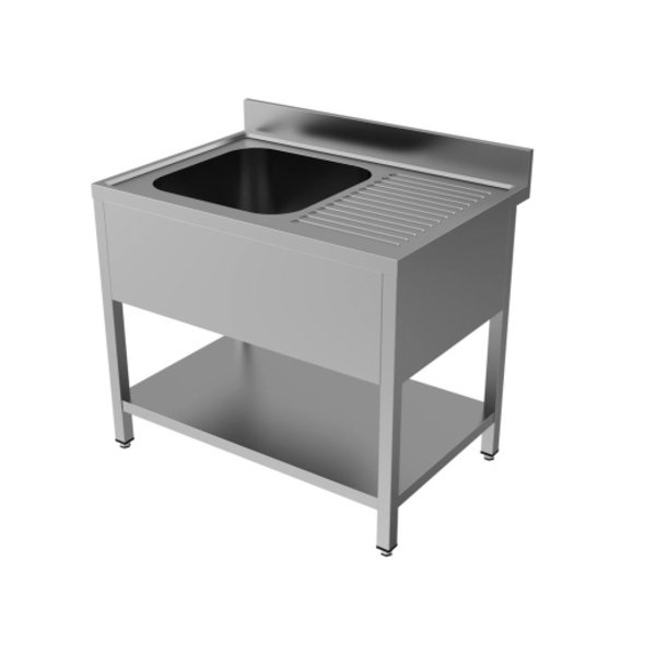 Spoelwerktafel | RVS | Spoelbak + Bodemschap | Zelfmontage | Achteropstand | 800x700x850(h)mm