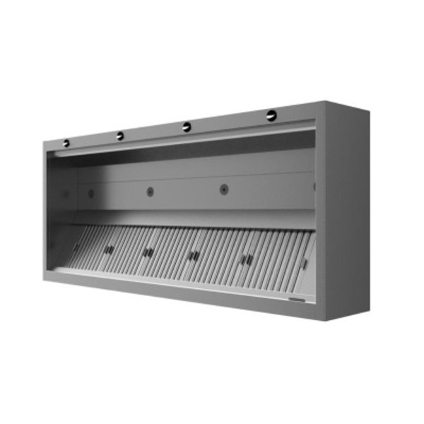 RVS inductie afzuigkap | 3 labyrintfilters | 2000x1300x550(h)mm
