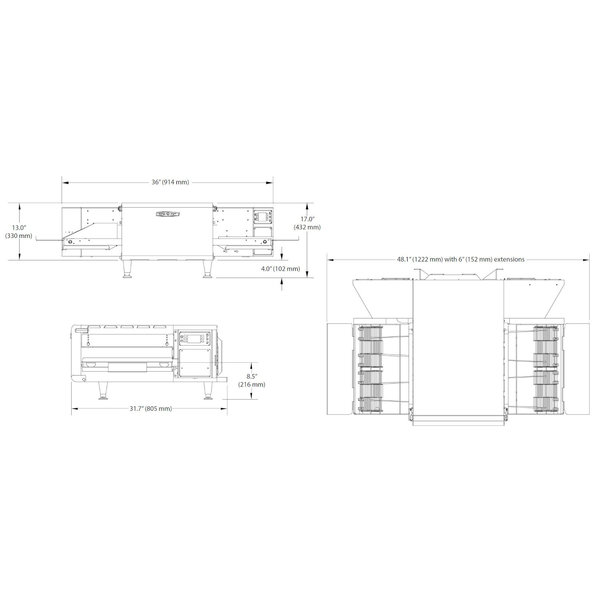 Conveyor Oven | High Speed | Interne Afzuiging | Programmeerbaar | Split Belt | 400V (7.5kW) | 914/1219x805x432(h)mm