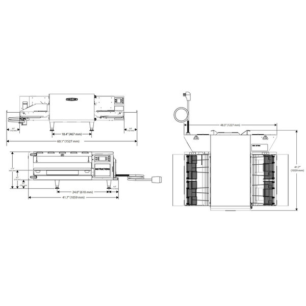 Conveyor Oven | High Speed | Interne Afzuiging | Programmeerbaar | Split Belt | 400V (14.4kW) | 1227x1059x432(h)mm